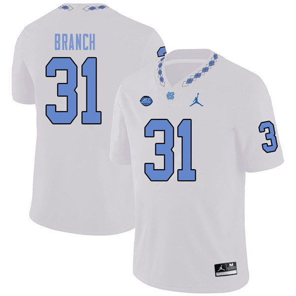Jordan Brand Men #31 Antwuan Branch North Carolina Tar Heels College Football Jerseys Sale-White